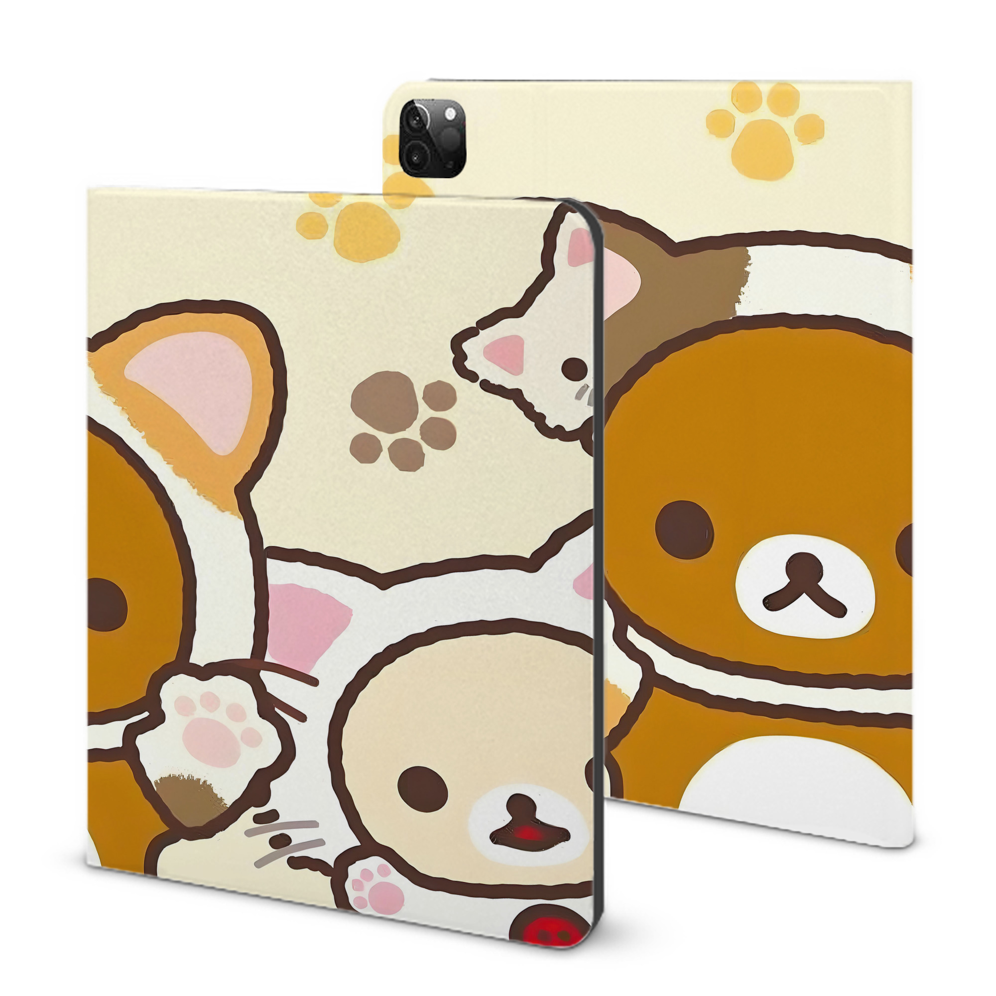 （画像用） リラックマ リラックマ キイロイトリ Rilakkuma Korilakkuma Kiiroitori IPadケース ペンホルダー付き ブックスタイルデザイン